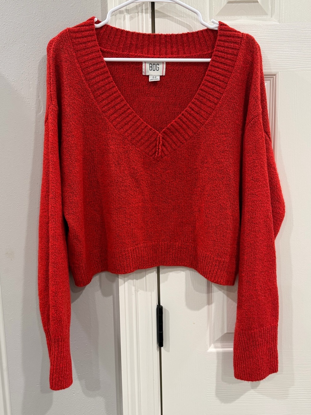 BDG Red V-Neck Cropped Knit Sweater SZ SP
